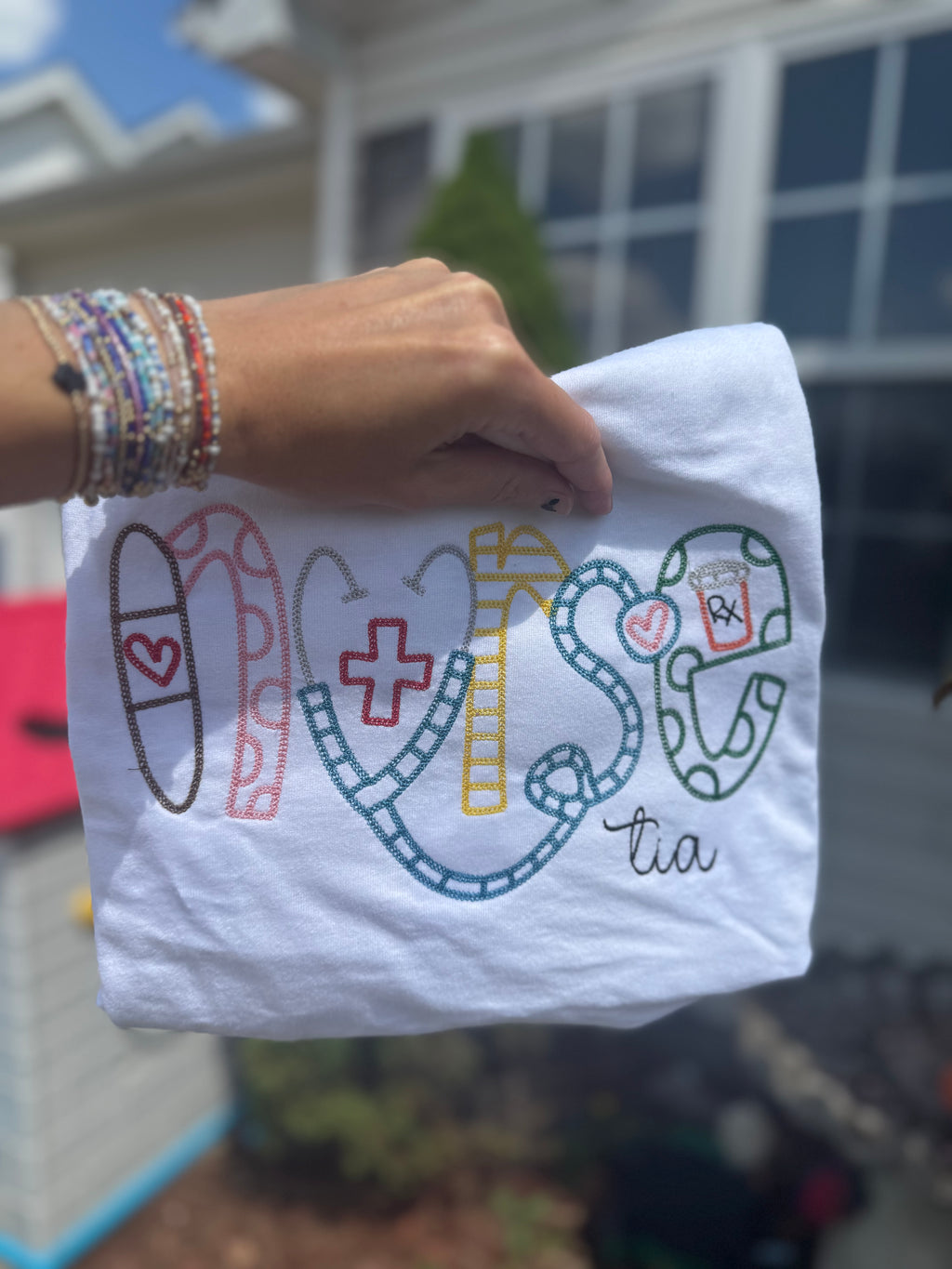 Fun Nurse Embroidered short sleeve shirt