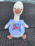 Porch Goose crochet plushie with fun tshirt