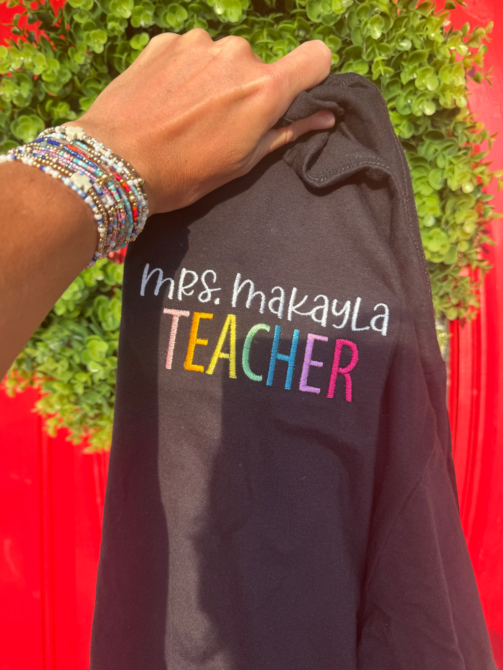 Teacher embroidered short sleeve shirt
