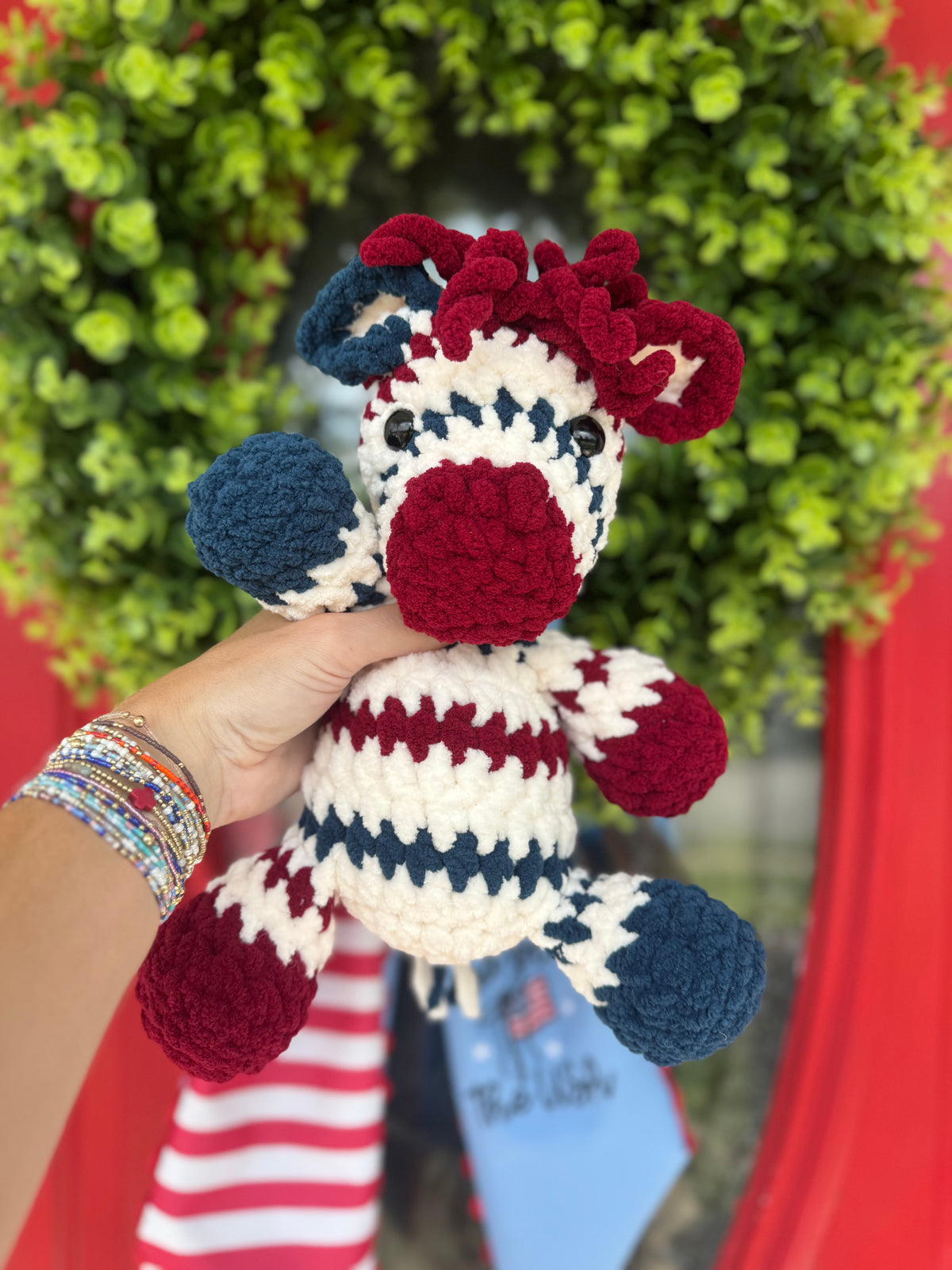 Patriotic Zebra crochet plush