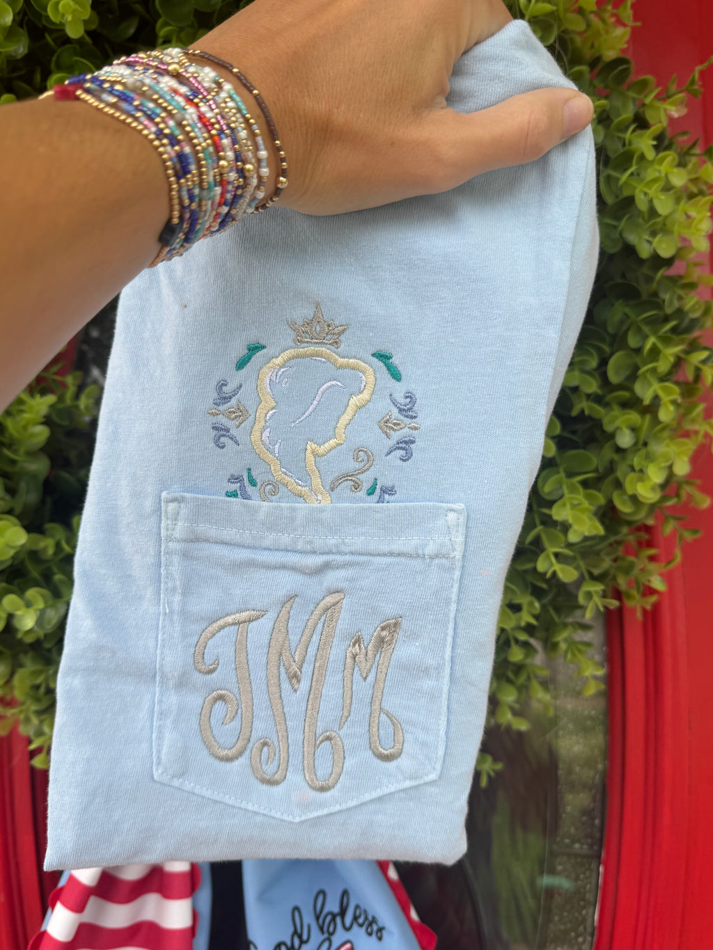 Ice Princess and sister monogram embroidered tee