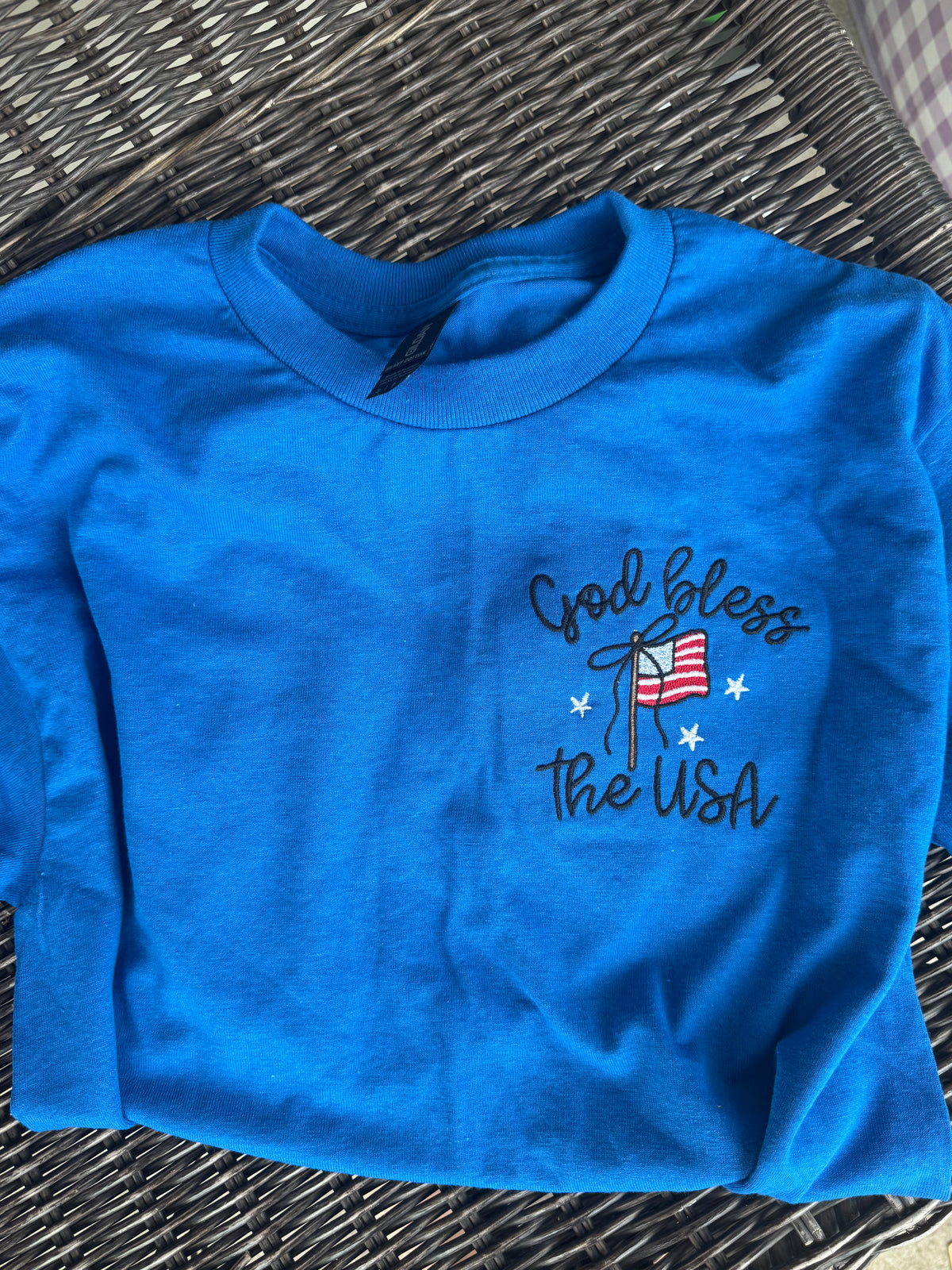 God Bless the USA embroidered short sleeve shirt