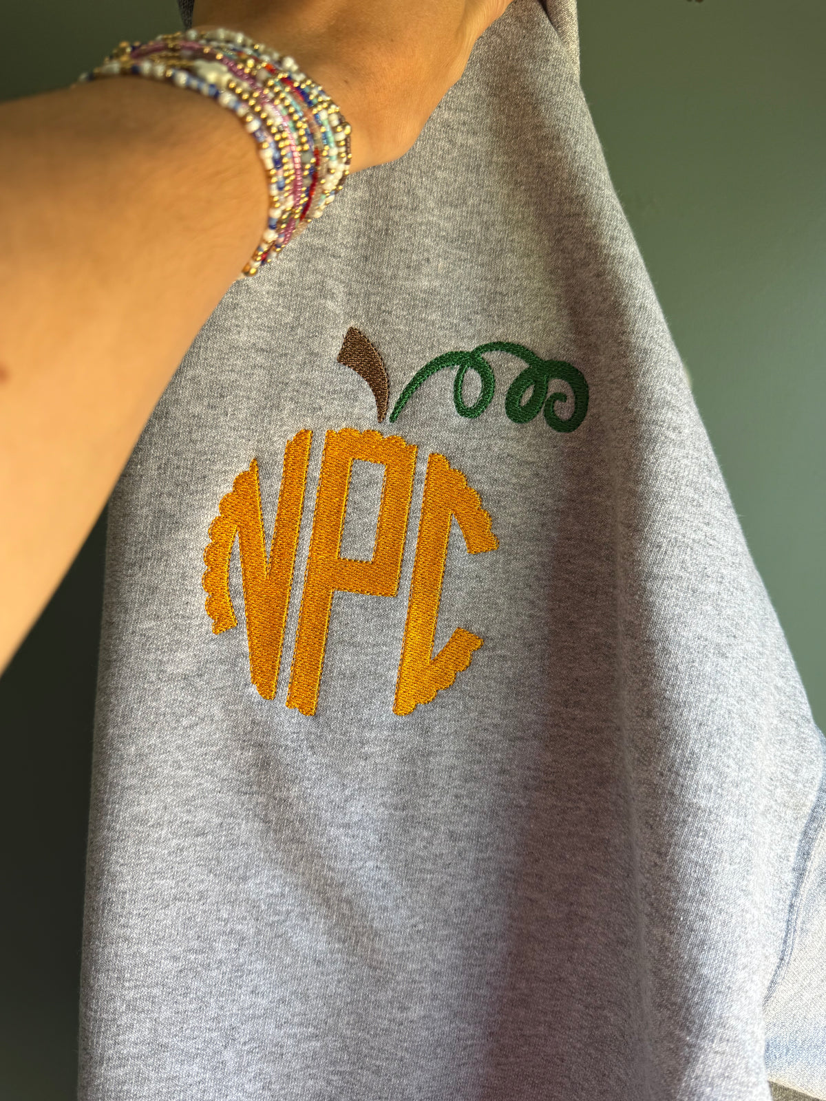 Monogram pumpkin embroidered shirt