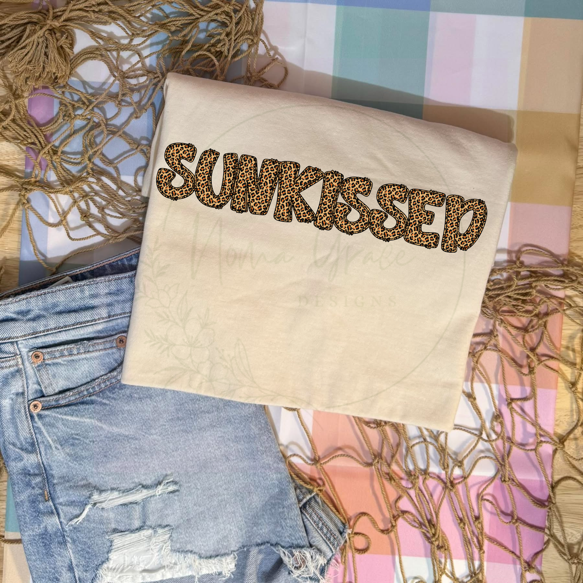CUSTOM leopard print font short sleeve tee