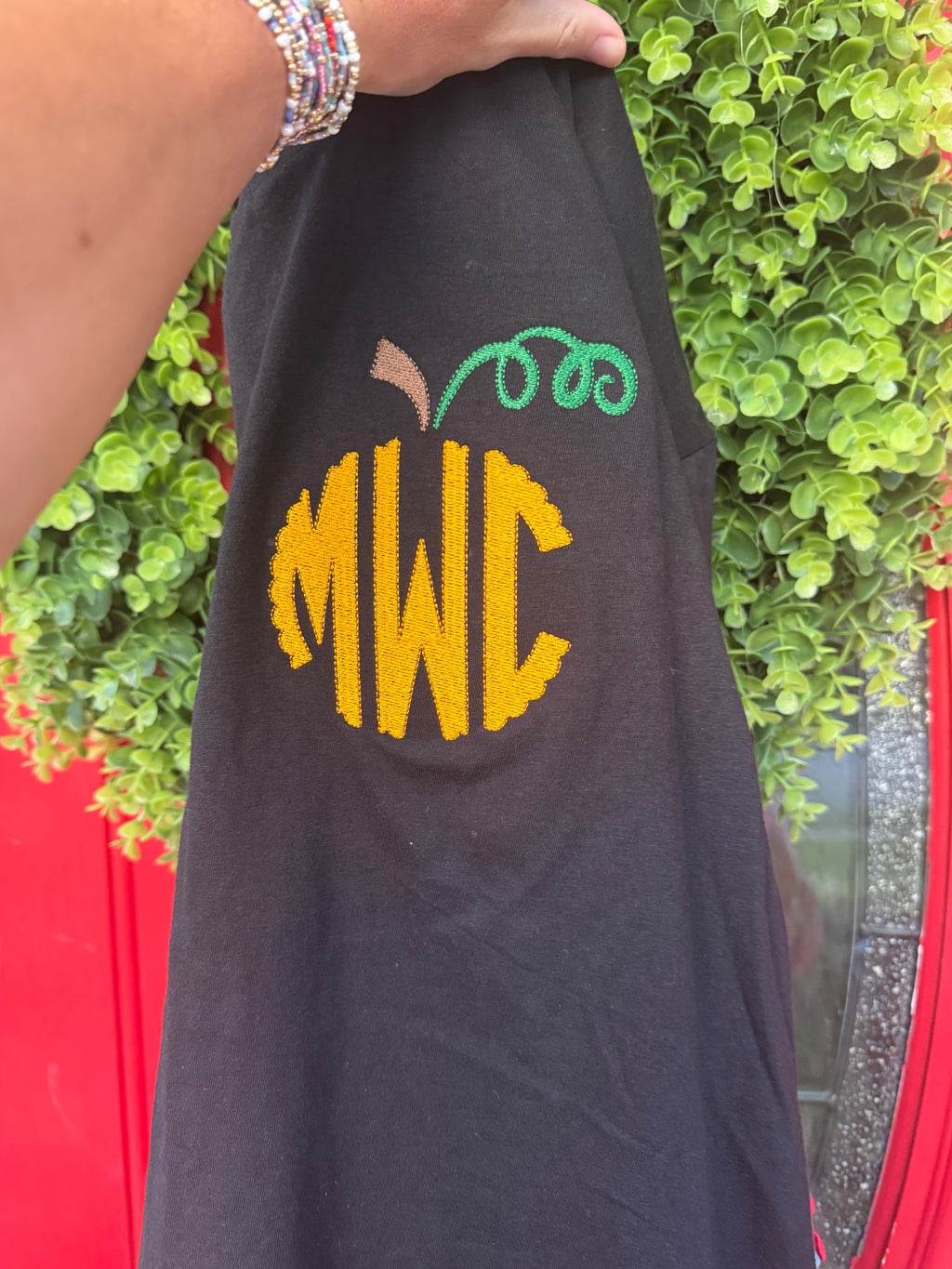 Monogram pumpkin embroidered shirt
