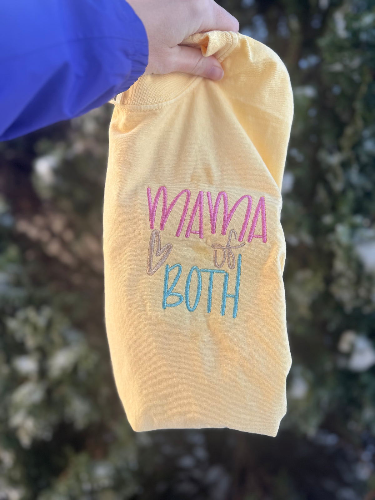 Mama of both embroidered short sleeve shirt