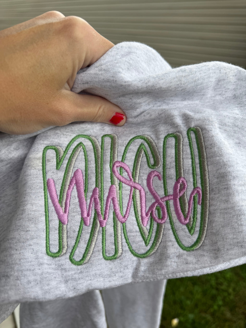 NICU Nurse Embroidered Sweatshirt, Ash Gray
