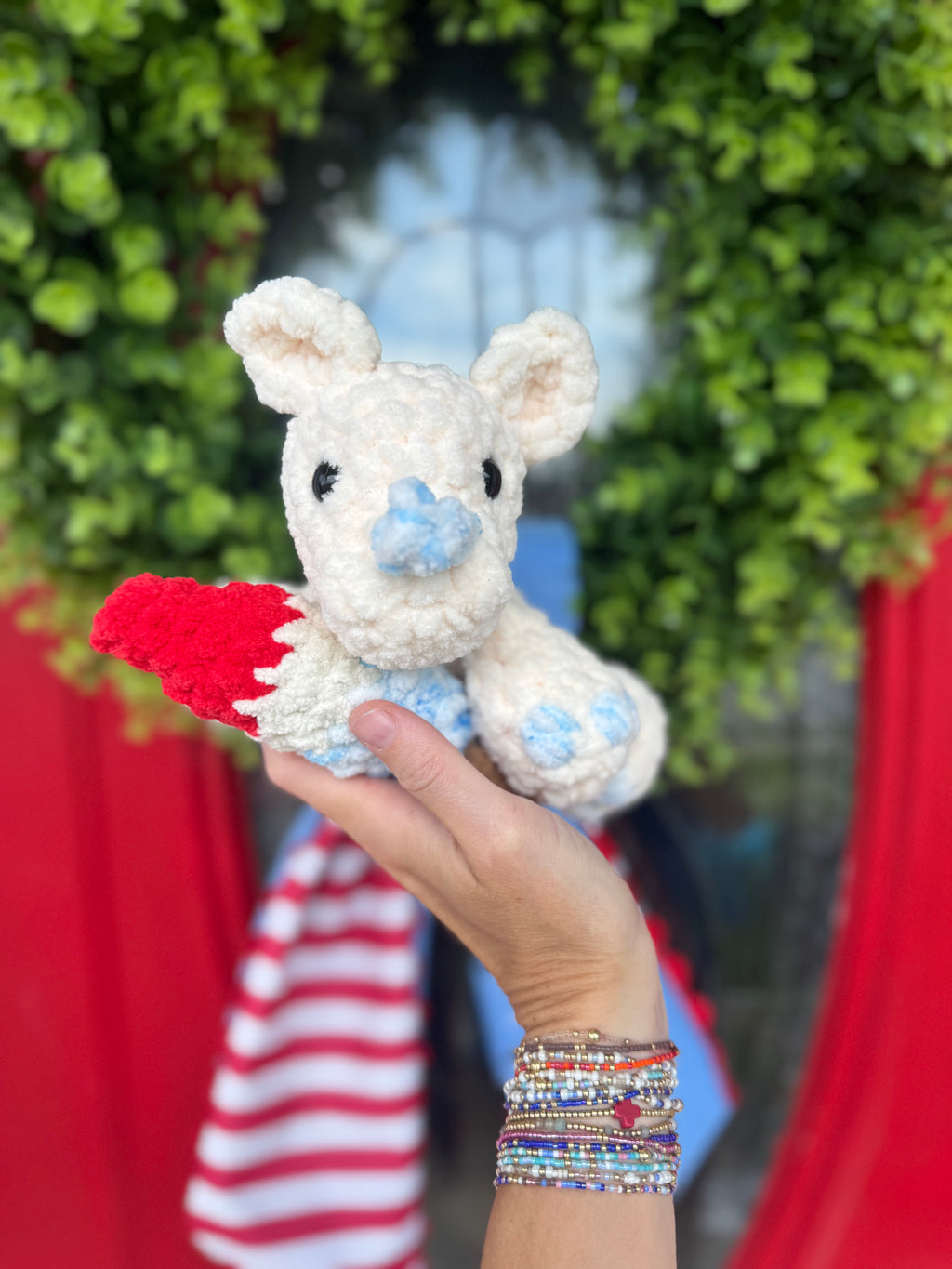 Patriotic Rhino with popsicle crochet plush