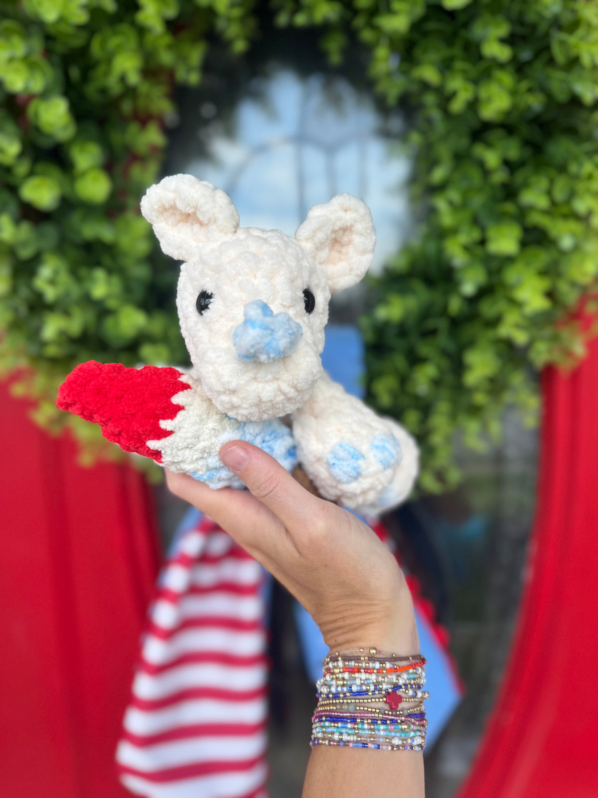 Patriotic Rhino with popsicle crochet plush