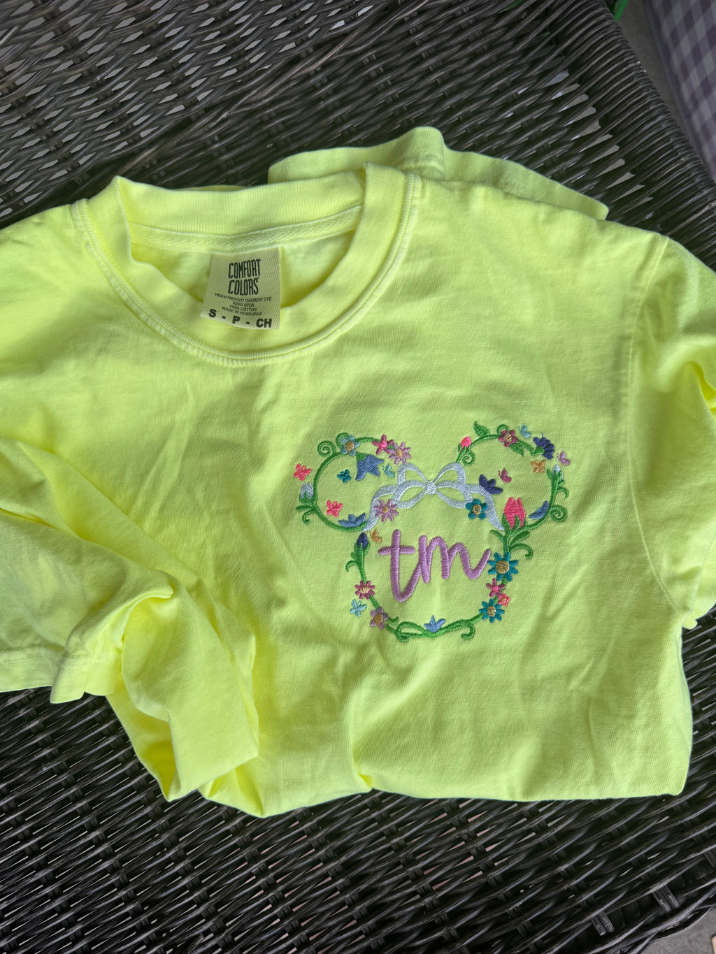 Floral Mouse Monogram embroidered short sleeve shirt