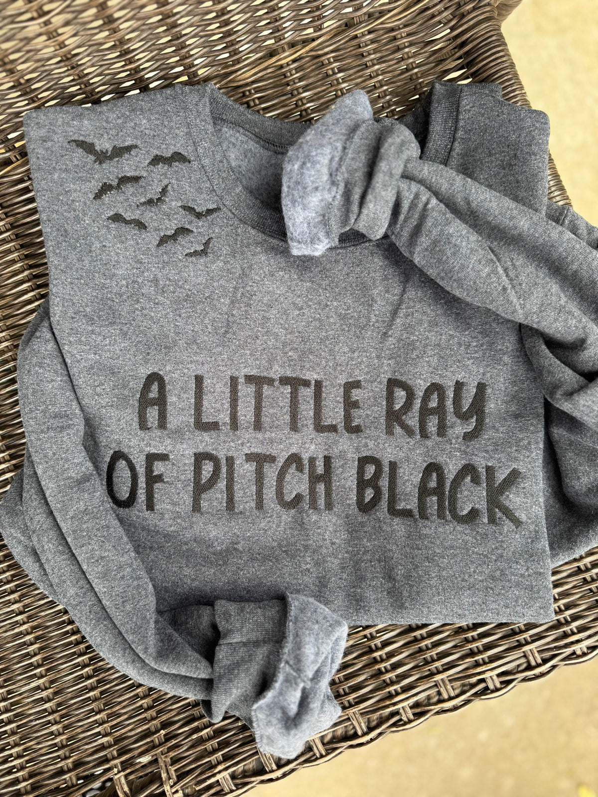 Just a little ray of pitch black sweatshirt, embroidered