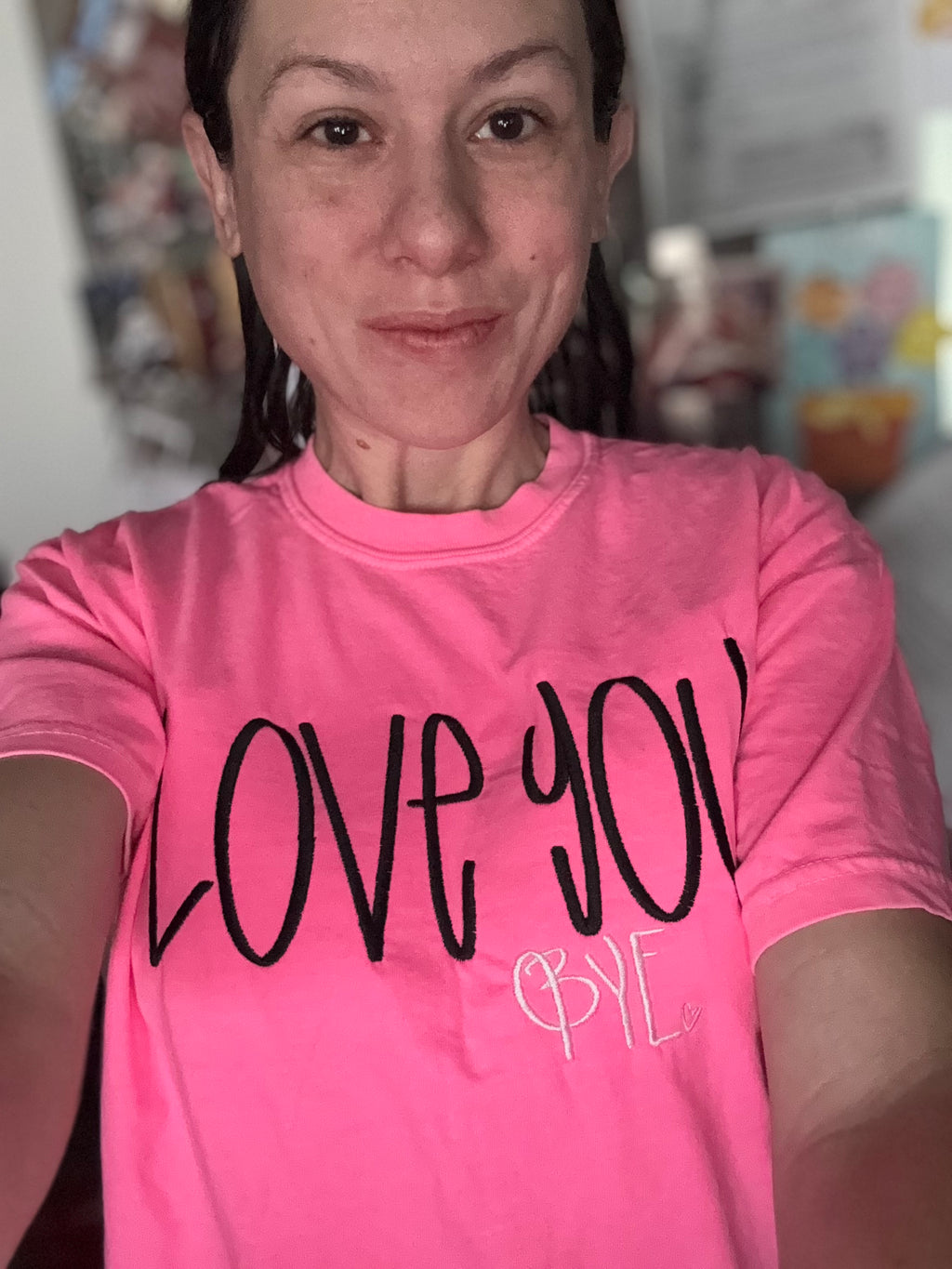 Love you embroidered short sleeve shirt