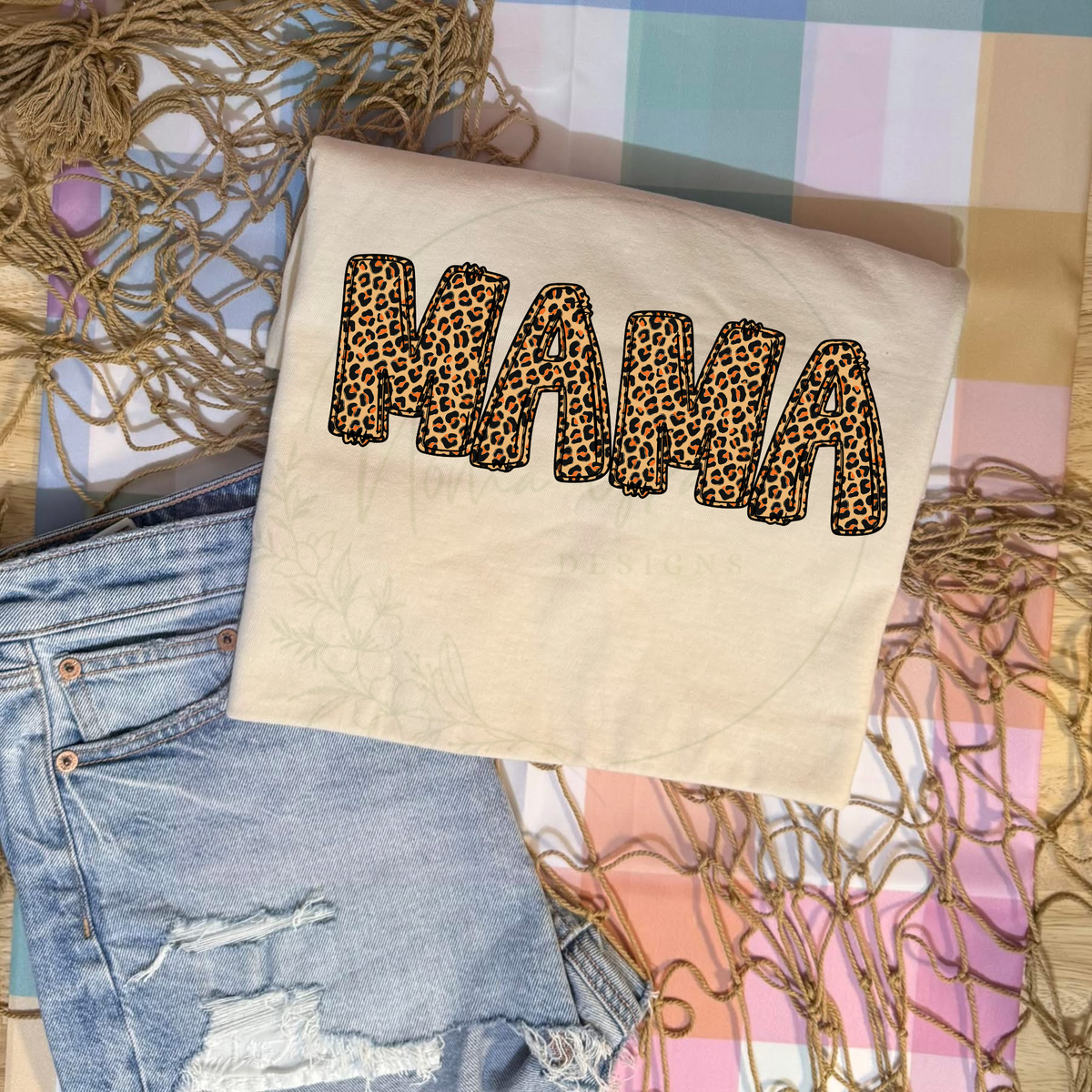 CUSTOM leopard print font short sleeve tee