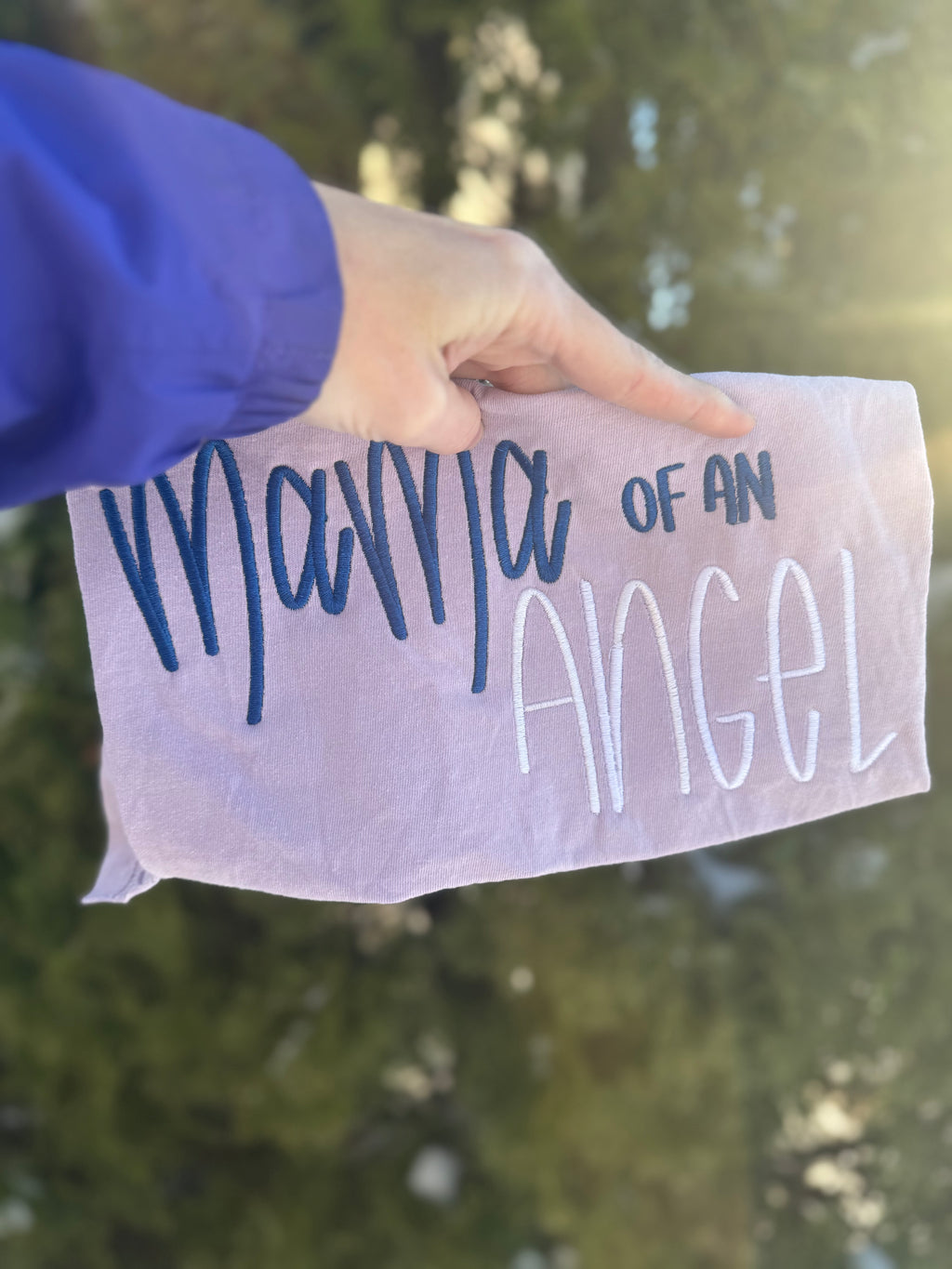 Mama of an Angel embroidered short sleeve shirt