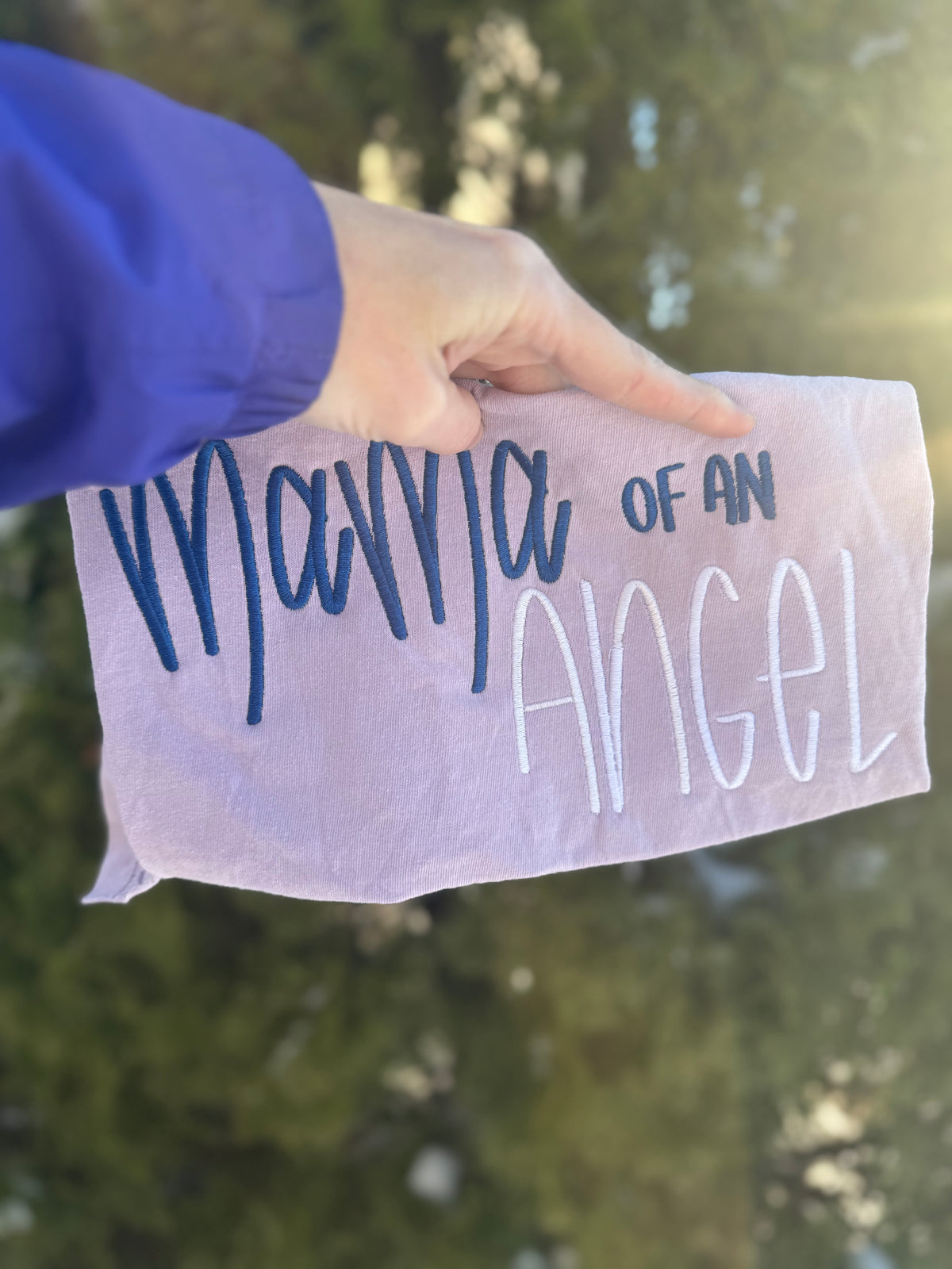 Mama of an Angel embroidered short sleeve shirt