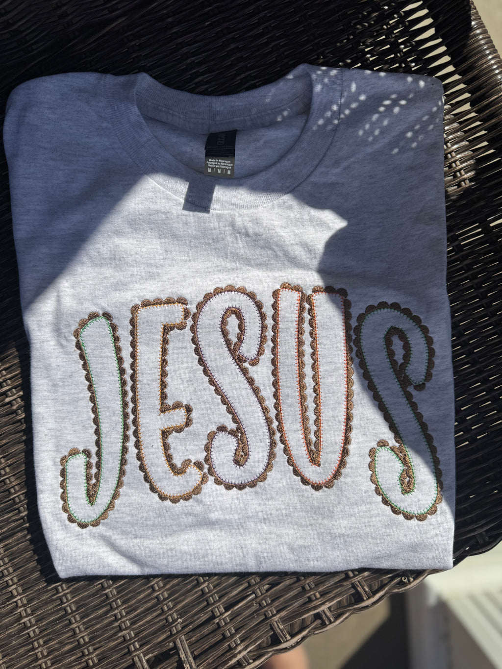 Jesus embroidered short sleeve shirt