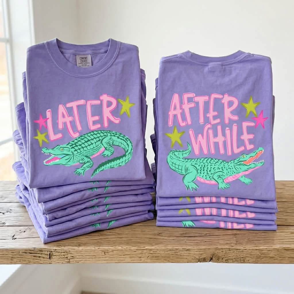 Later Gator, After While Crocodile short sleeve shirt, FRONT AND BACK DESIGN