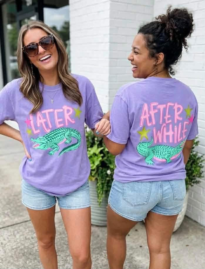 Later Gator, After While Crocodile short sleeve shirt, FRONT AND BACK DESIGN